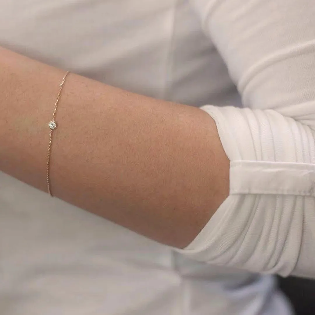 18K Gold Bezel Set Diamond Bracelet
