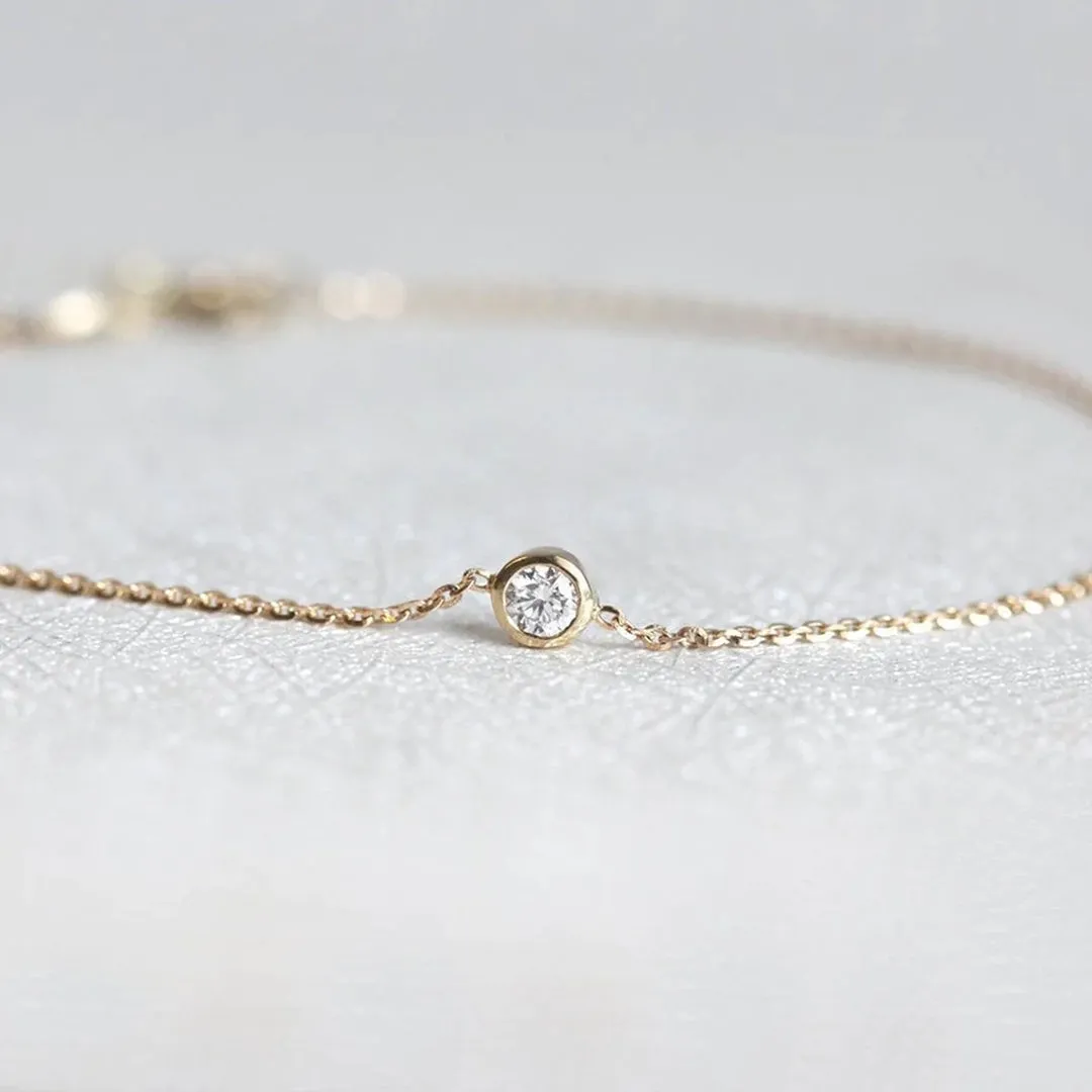 18K Gold Bezel Set Diamond Bracelet