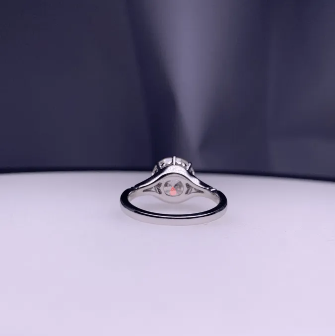 18k White Gold 3.5ct Old European Cut Lab Diamond 8 Claw Prongs Vintage Halo Ring