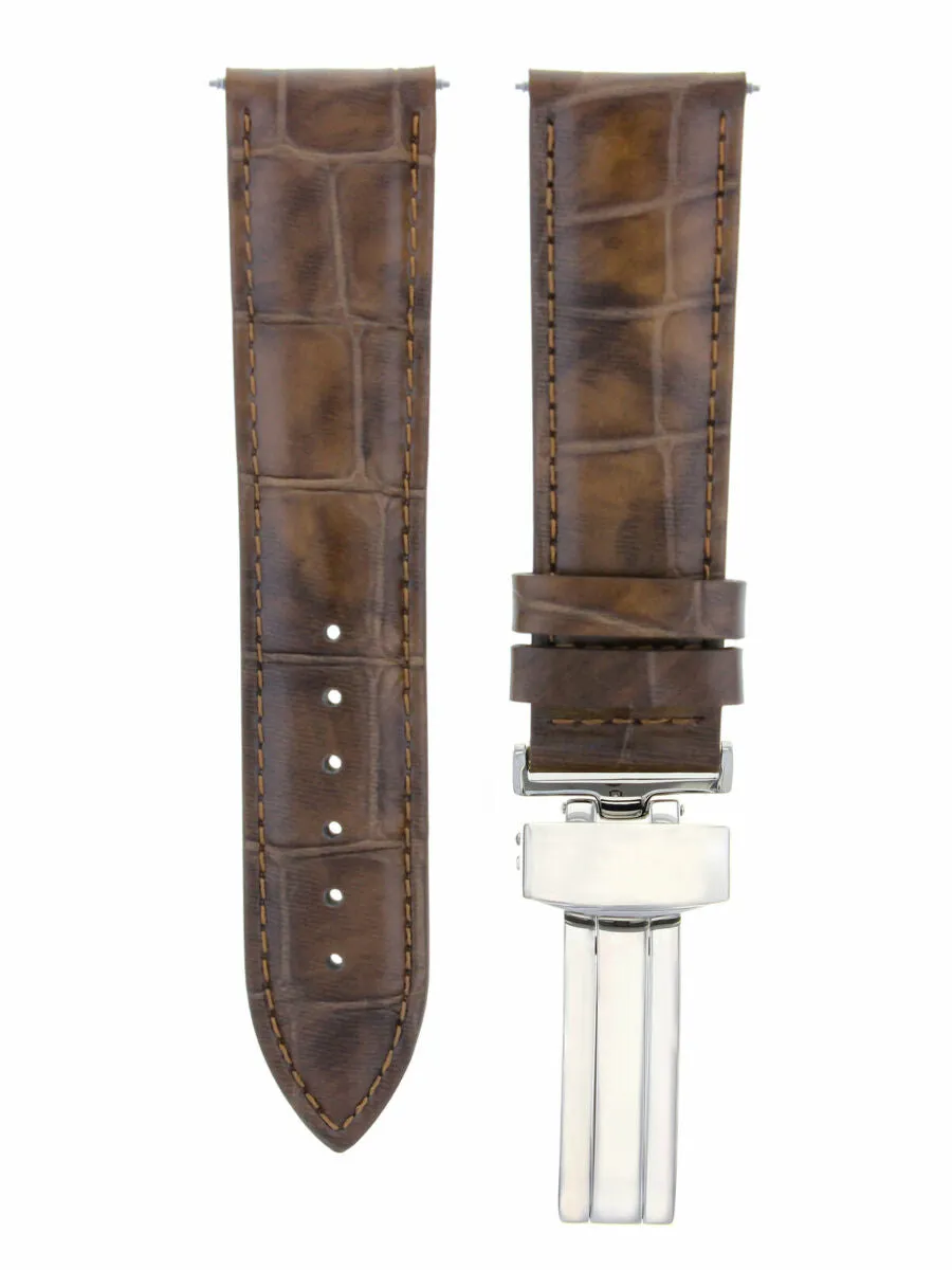 20MM LEATHER STRAP BAND  FOR VACHERON CONSTANTIN WATCH DEPLOYMENT CLASP L/BROWN