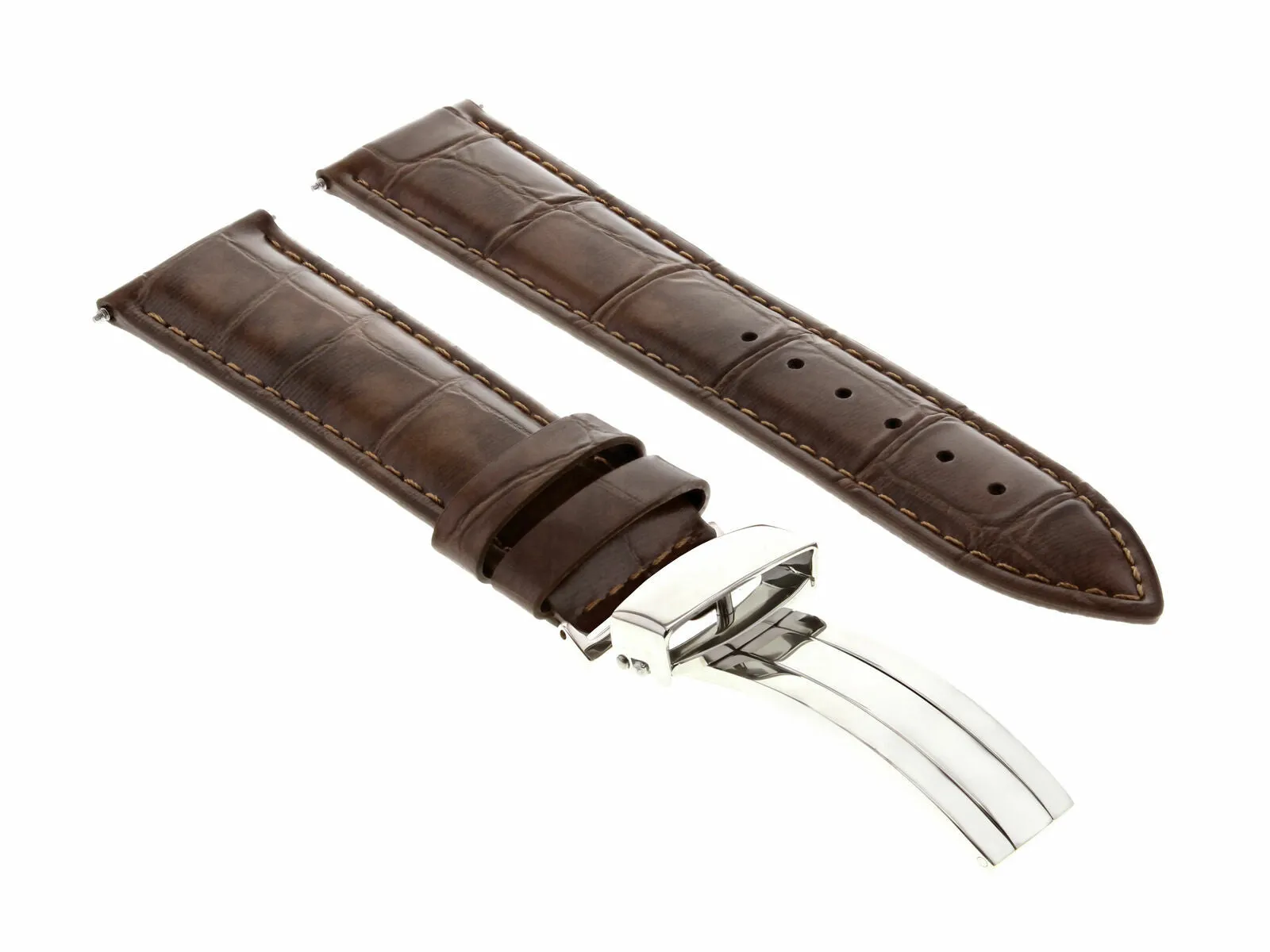 20MM LEATHER STRAP BAND  FOR VACHERON CONSTANTIN WATCH DEPLOYMENT CLASP L/BROWN
