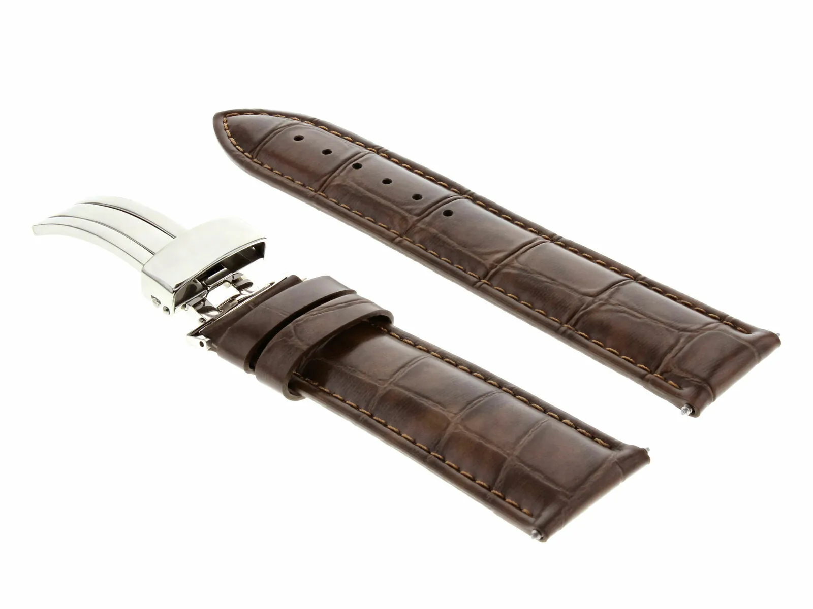 20MM LEATHER STRAP BAND  FOR VACHERON CONSTANTIN WATCH DEPLOYMENT CLASP L/BROWN