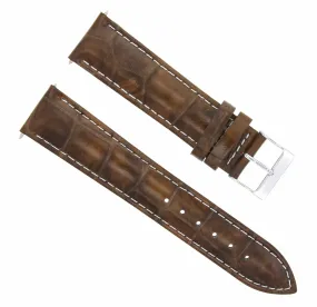 20MM LEATHER WATCH BAND STRAP FOR FOSSIL WATCH LIGHT BROWN  WHITE STITCHING