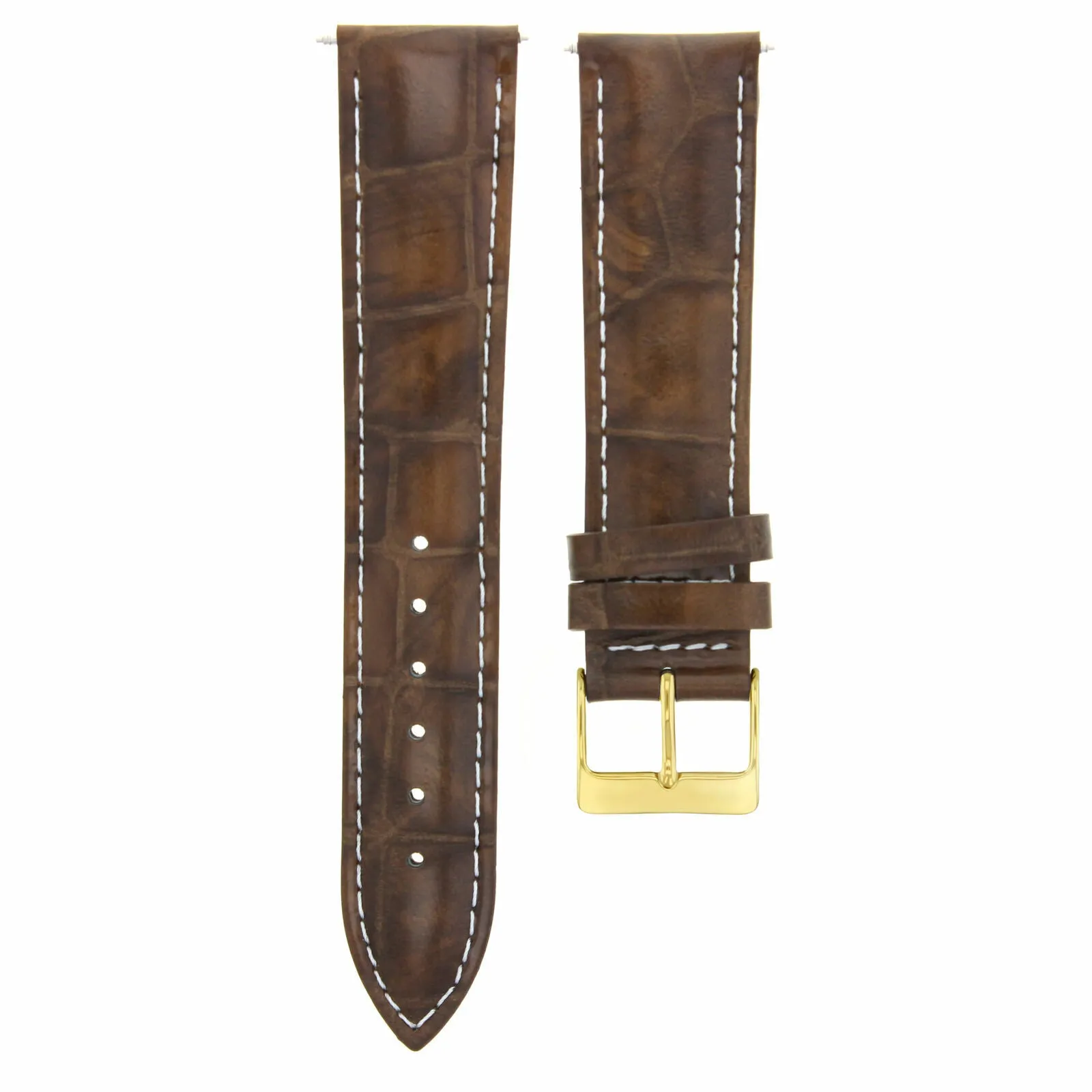 20MM LEATHER WATCH BAND STRAP FOR JAEGER LECOULTRE WATCH LIGHT BROWN WS GOLD