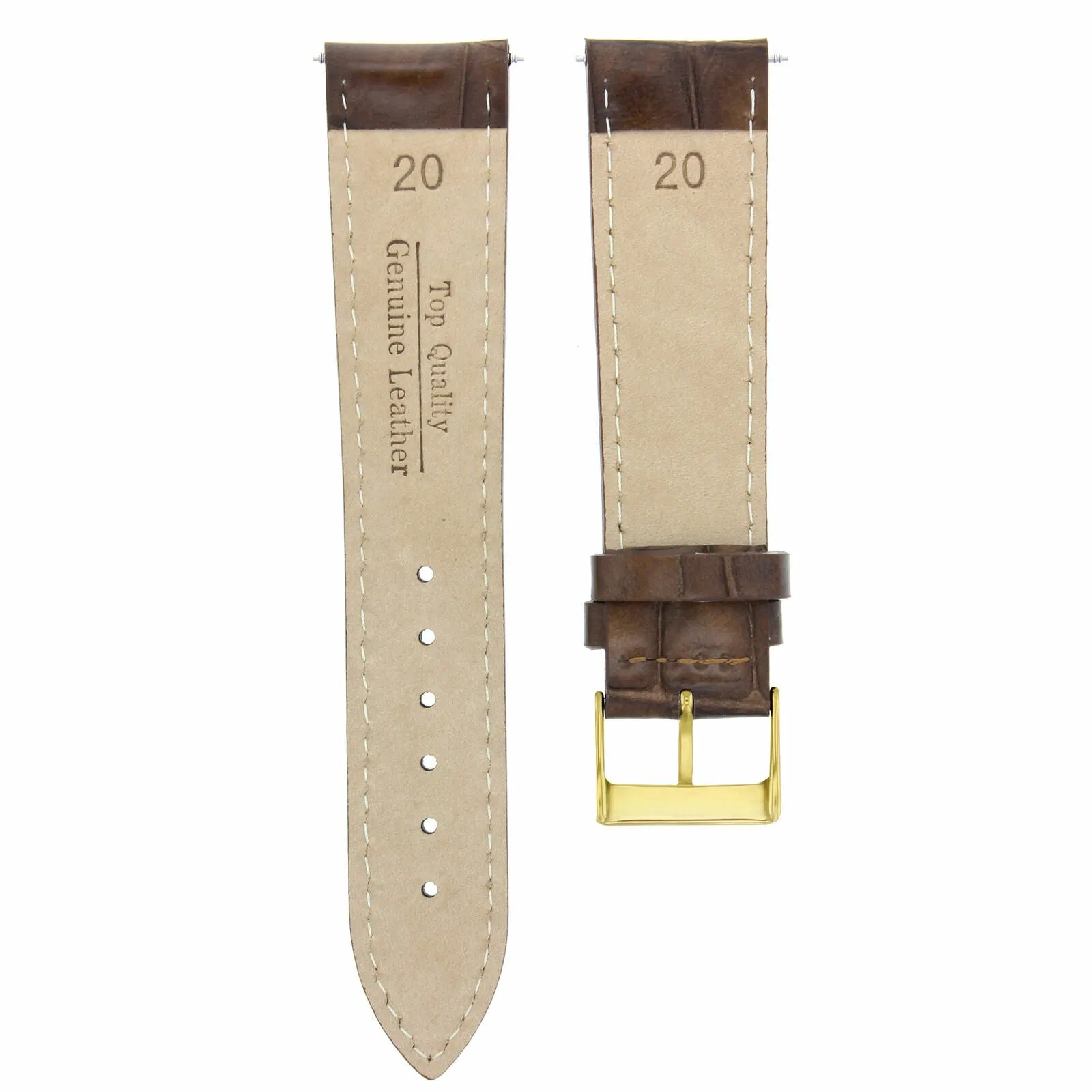 20MM LEATHER WATCH BAND STRAP FOR JAEGER LECOULTRE WATCH LIGHT BROWN WS GOLD