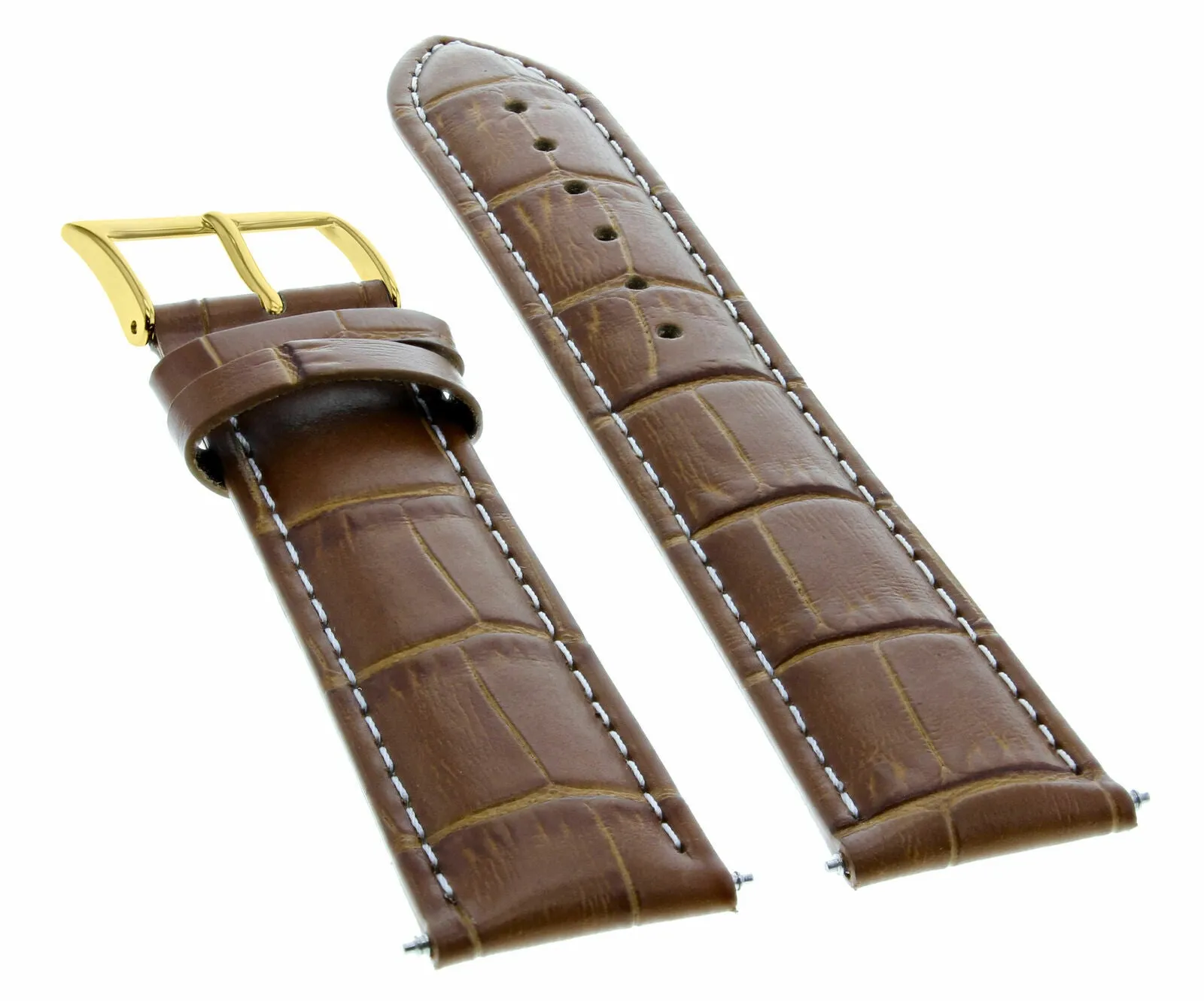 20MM LEATHER WATCH BAND STRAP FOR JAEGER LECOULTRE WATCH LIGHT BROWN WS GOLD