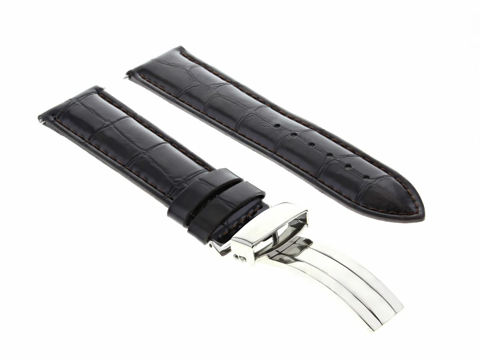 20MM LEATHER WATCH STRAP BAND DEPLOYMENT BUCKLE CLASP FOR TAG HEUER D/BROWN
