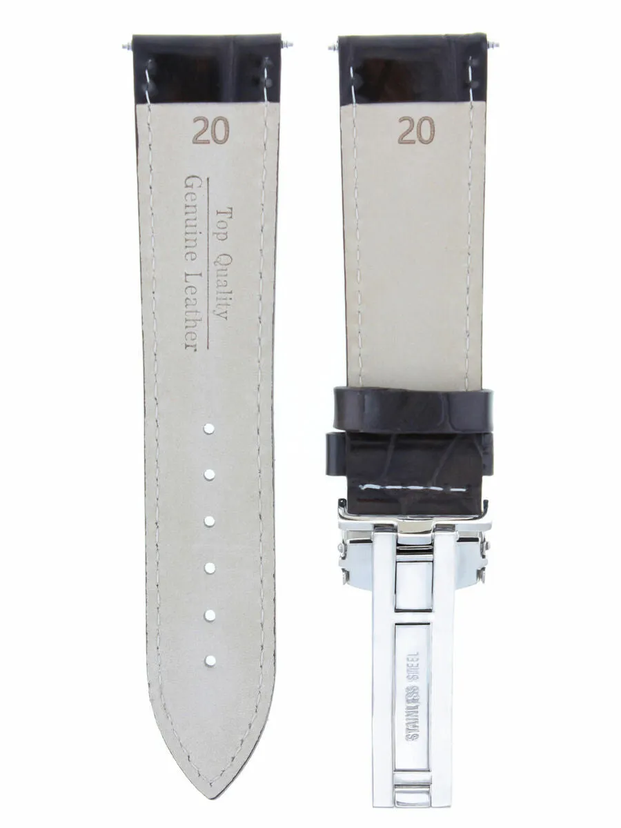 20MM LEATHER WATCH STRAP BAND DEPLOYMENT BUCKLE CLASP FOR TAG HEUER D/BROWN