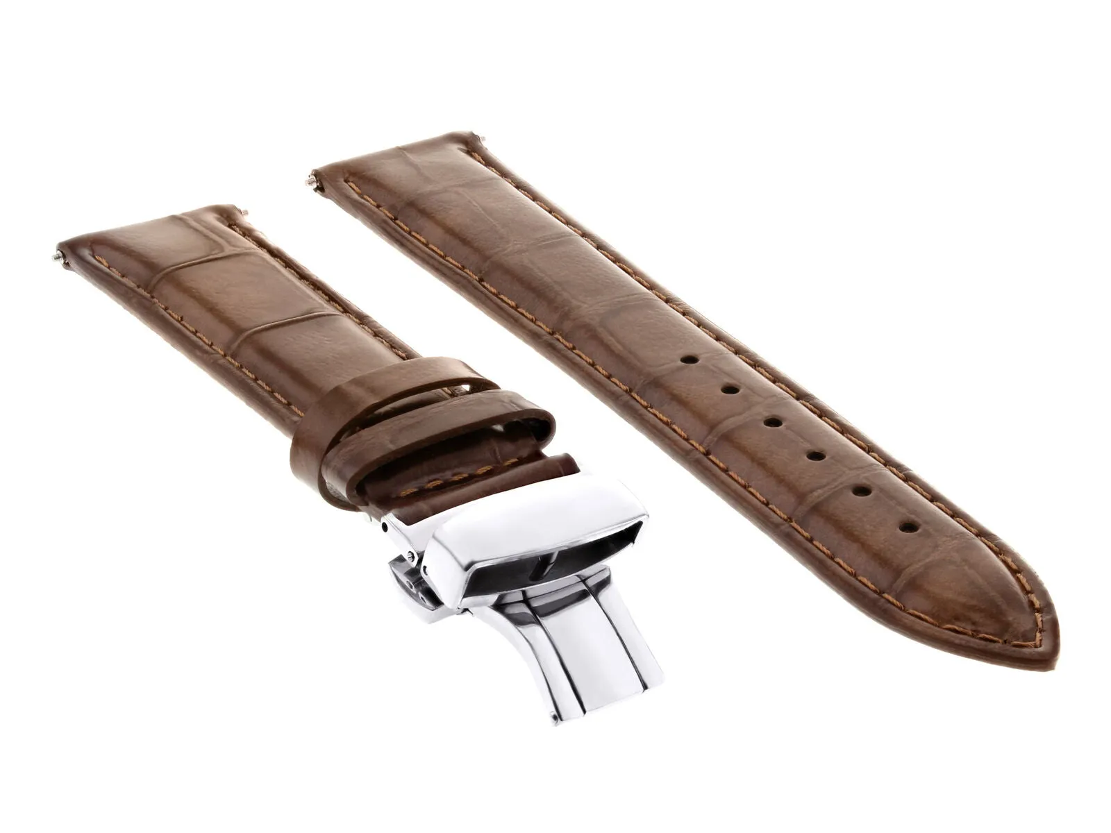 22MM LEATHER WATCH BAND STRAP FOR IWC PILOT PORTUGUESE TOP GUN   CLASP L/BROWN