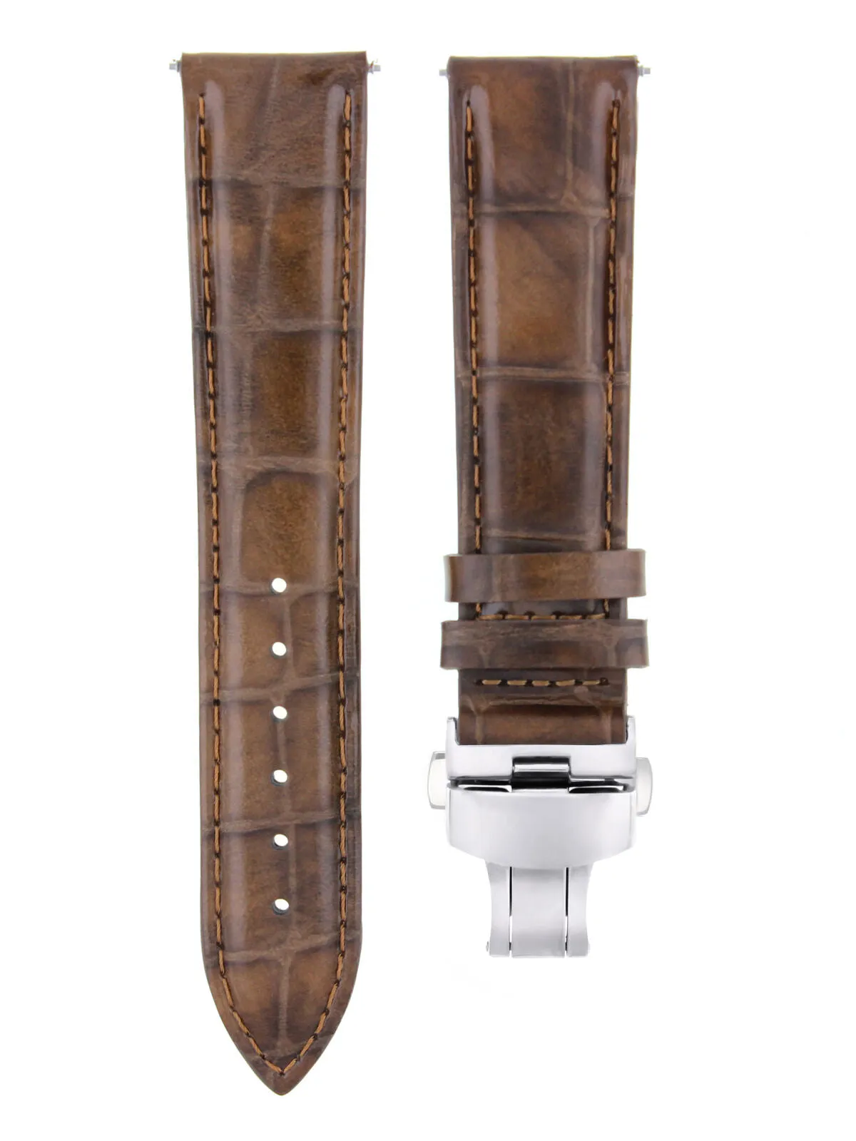 22MM LEATHER WATCH BAND STRAP FOR IWC PILOT PORTUGUESE TOP GUN   CLASP L/BROWN