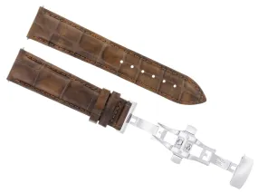 22MM LEATHER WATCH BAND STRAP FOR IWC PILOT PORTUGUESE TOP GUN   CLASP L/BROWN