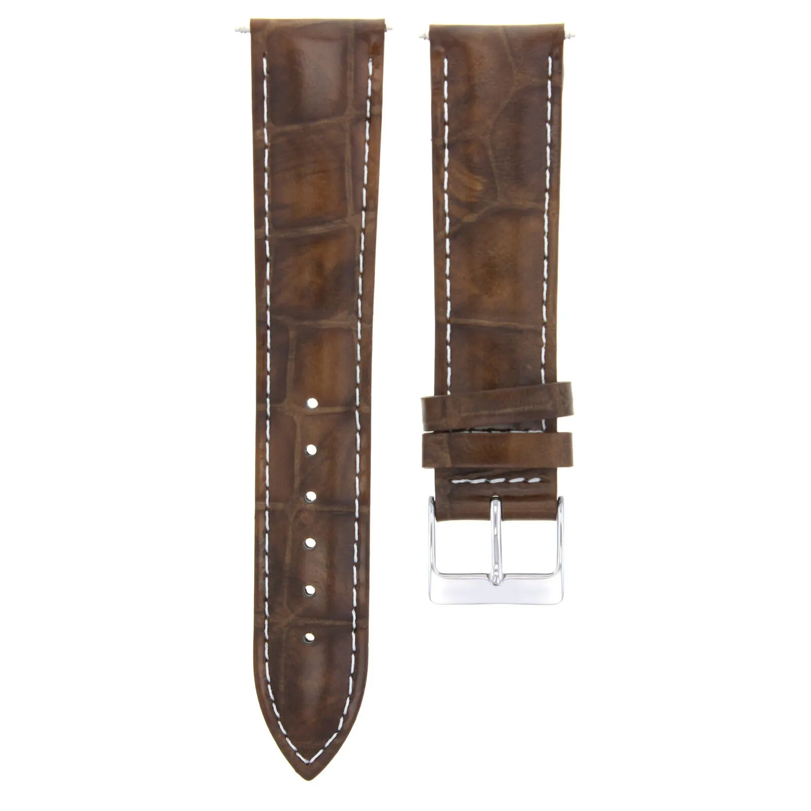 22MM LEATHER WATCH BAND STRAP FOR TISSOT COUTURIER WATCH LIGHT BROWN WHITE STIT