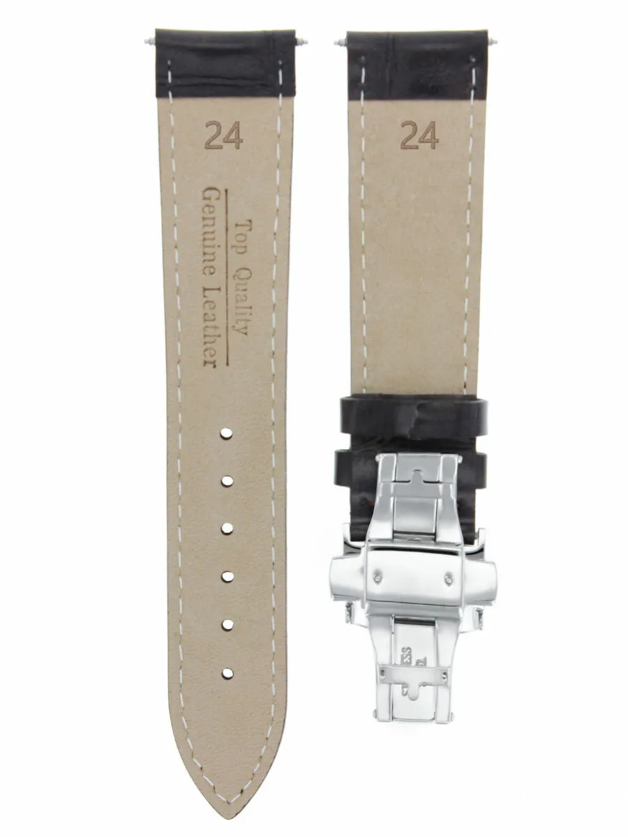 24MM LEATHER STRAP BAND FOR BREITLING SUPEROCEAN  DEPLOYMENT CLASP D/BROWN WS