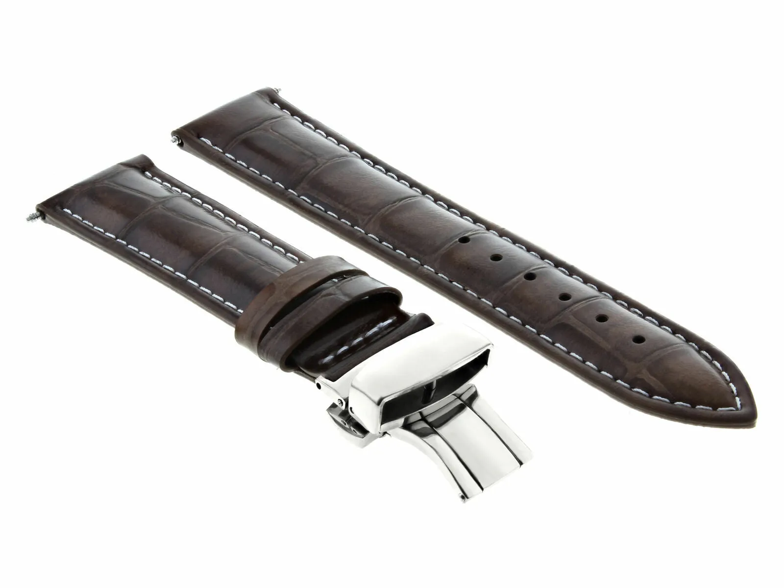 24MM LEATHER STRAP BAND FOR BREITLING SUPEROCEAN  DEPLOYMENT CLASP D/BROWN WS