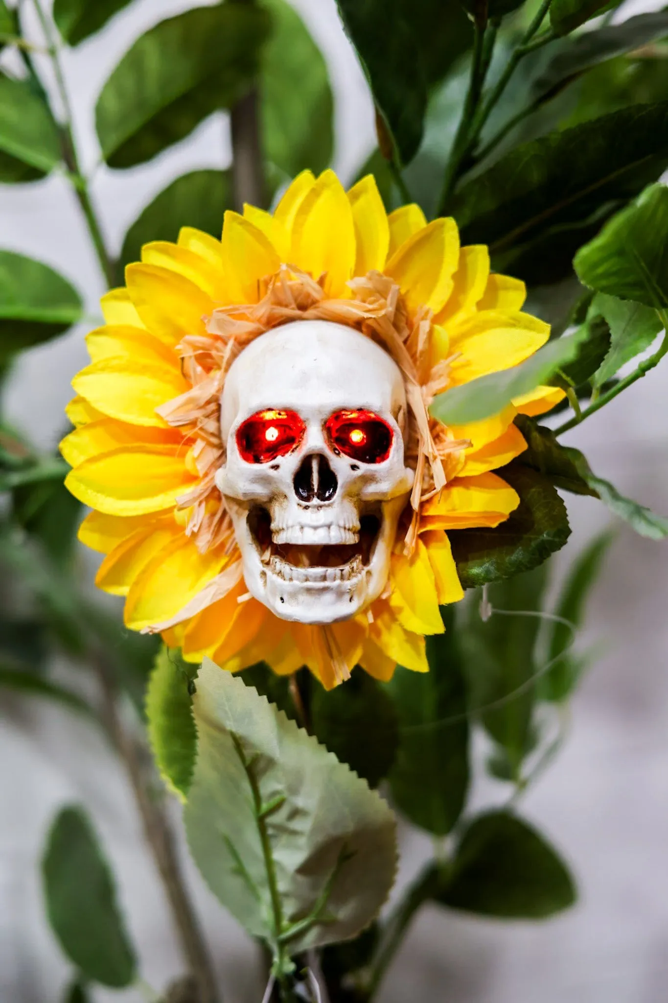 27.5" Solar Skull Sunflower Stake FINAL SALE