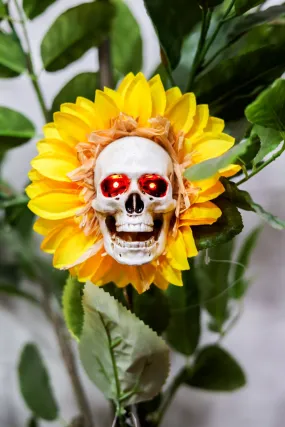 27.5" Solar Skull Sunflower Stake FINAL SALE