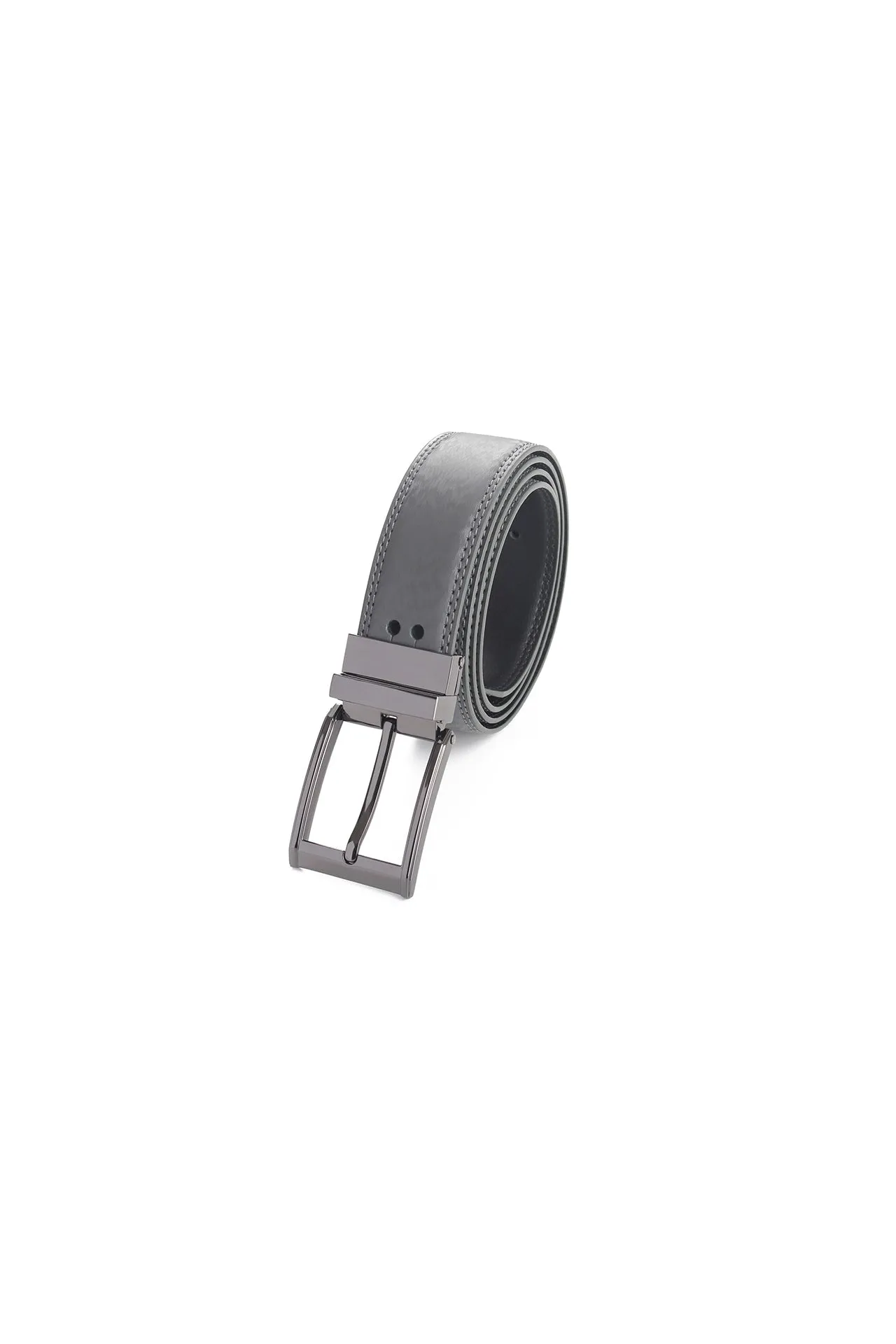 35mm Aluminum Genuine Split Leather Reversible Belt [Without Buckle]