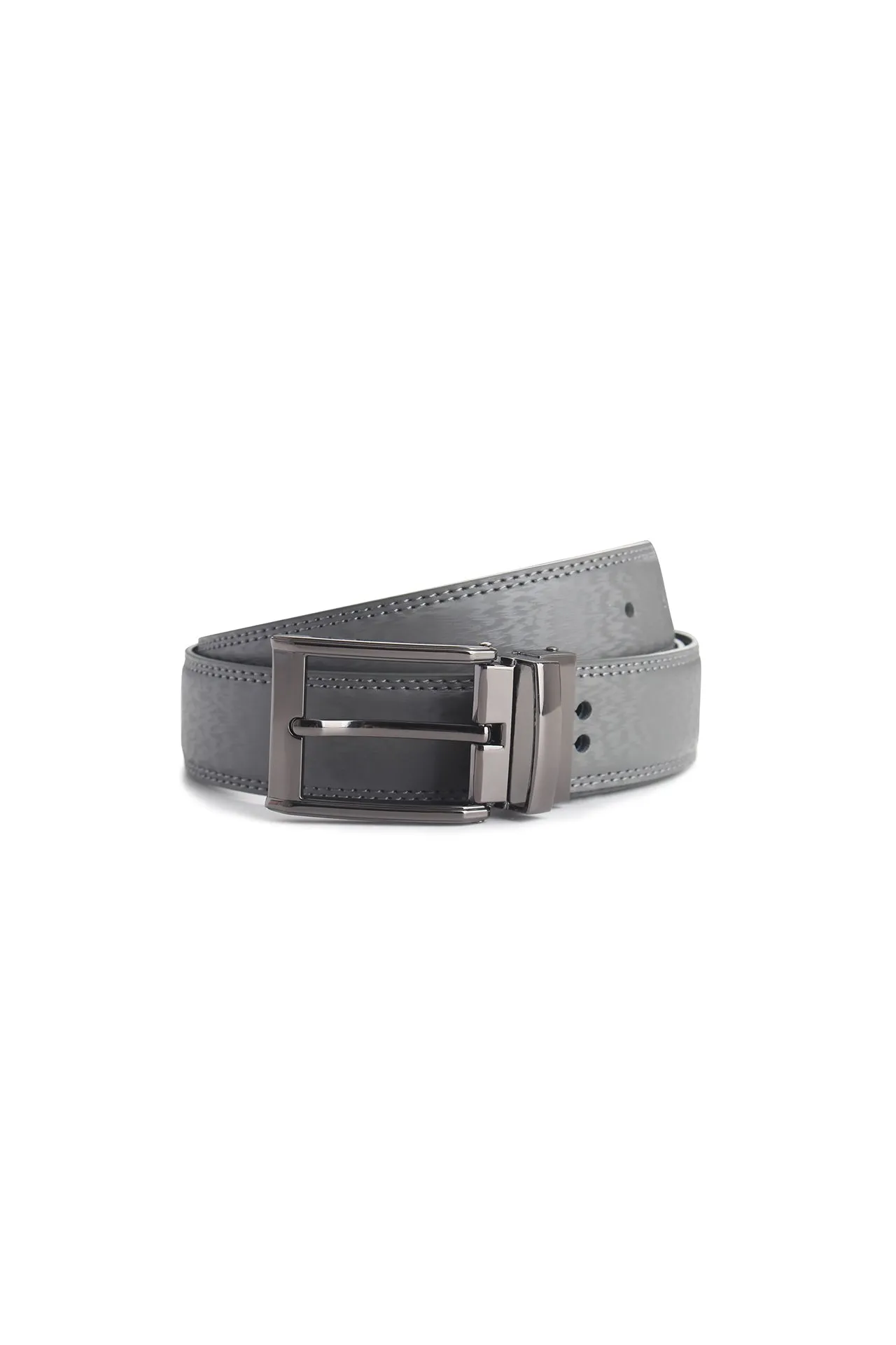 35mm Aluminum Genuine Split Leather Reversible Belt [Without Buckle]