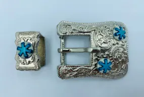 A7254 - Floral with turquoise Buckle