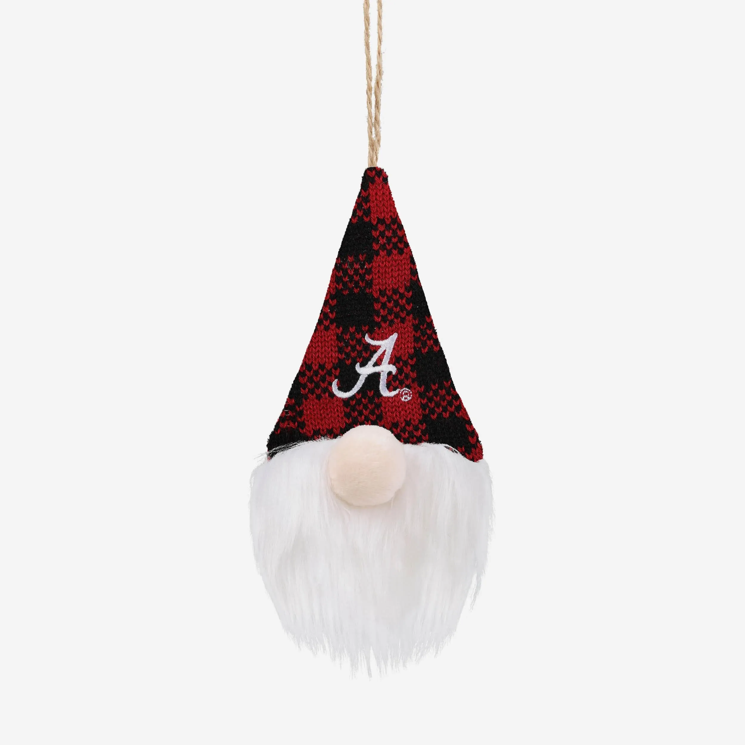 Alabama Crimson Tide Plaid Hat Plush Gnome Ornament