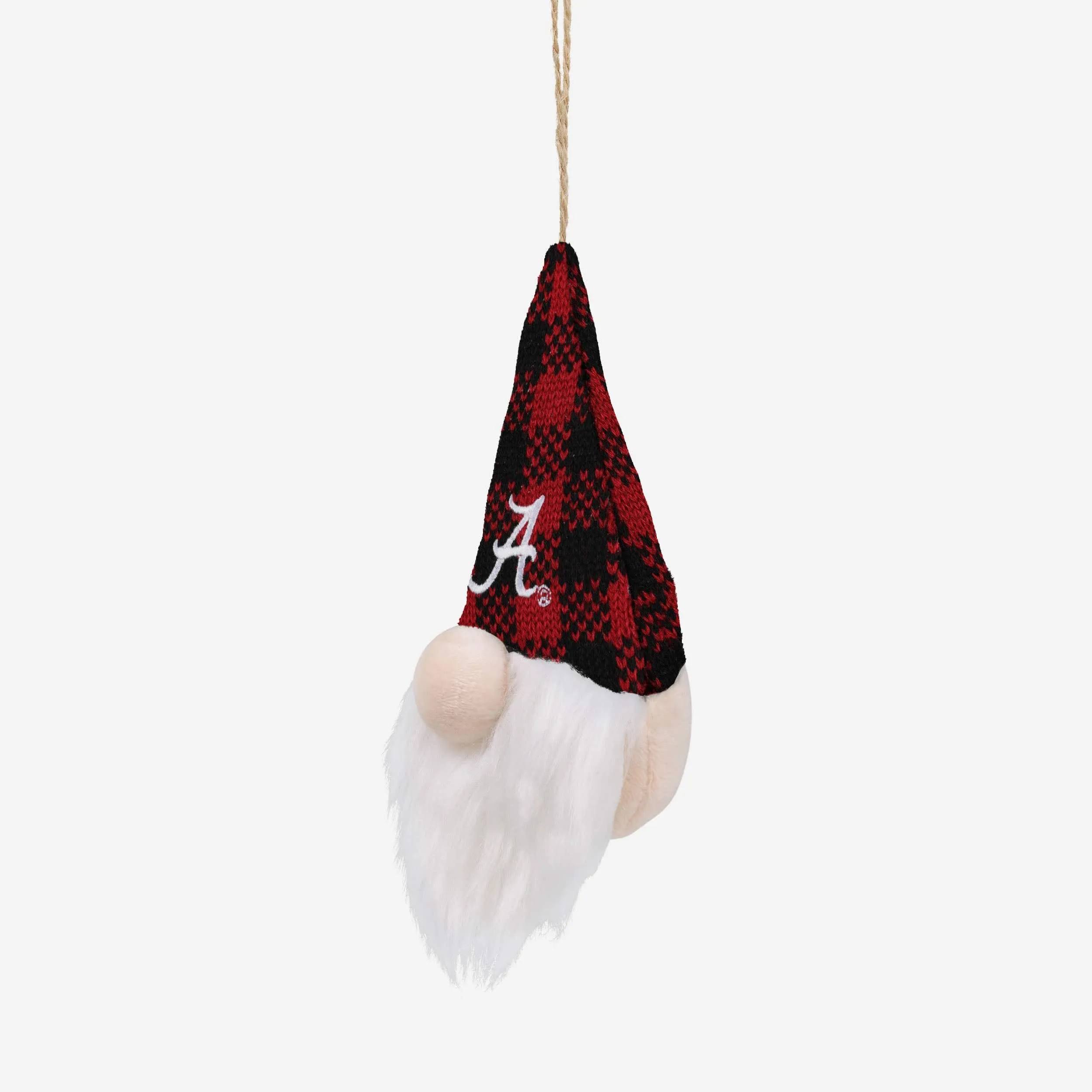 Alabama Crimson Tide Plaid Hat Plush Gnome Ornament