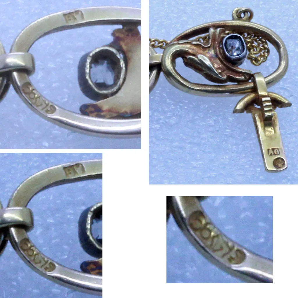 Antique Russian Nouveau Bracelet Gold Diamond Mermaid Dragon Faberge Worker(7002)