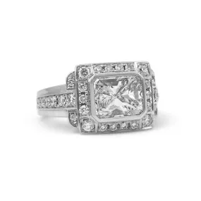 Art Deco Radiant Cut Diamond Engagement Ring