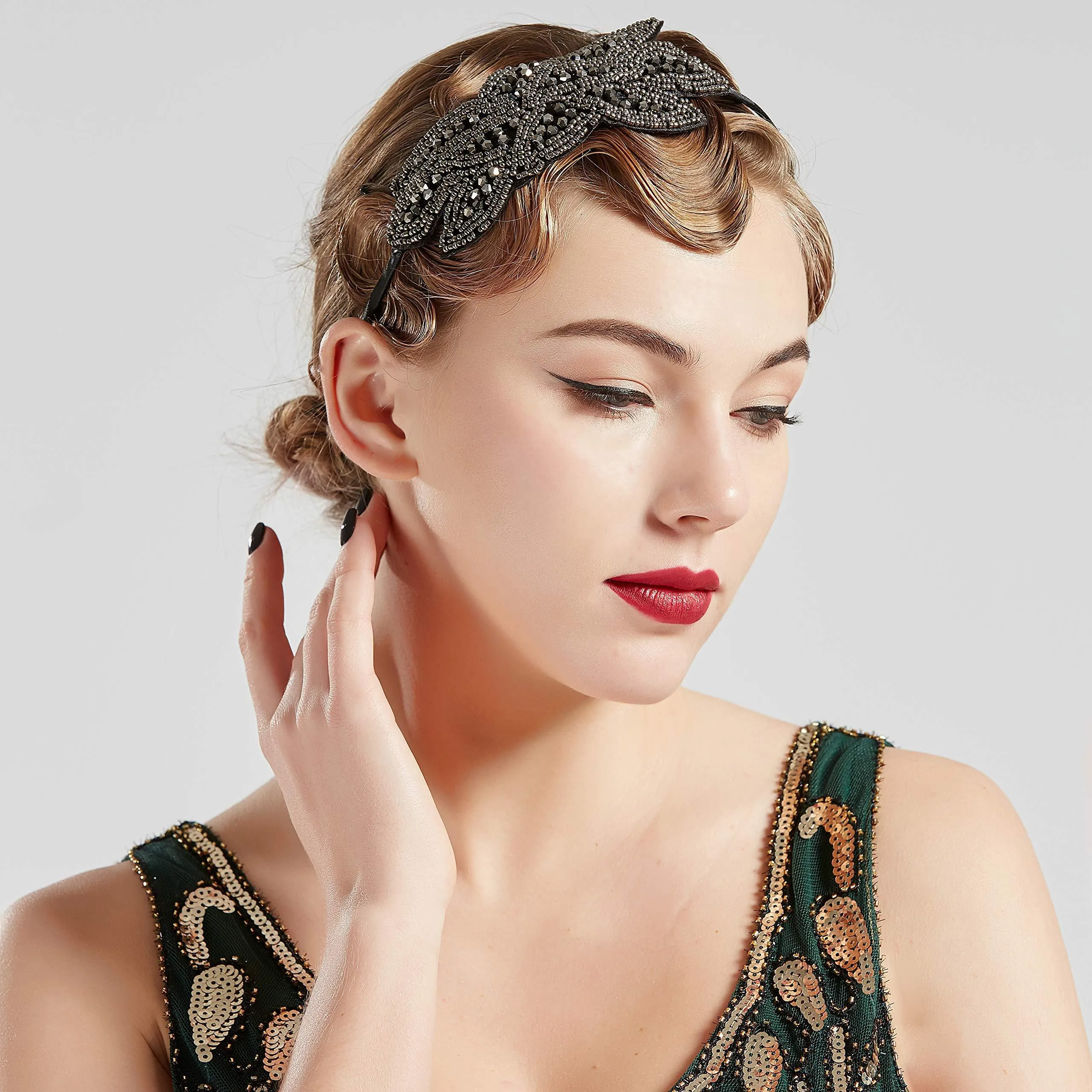 ArtiDeco 1920s Headpiece Vintage 1920s Headband Crystal Headband Flapper Headpiece with Crystal Great Gatsby Costume Accessories Roaring 20's Accessories
