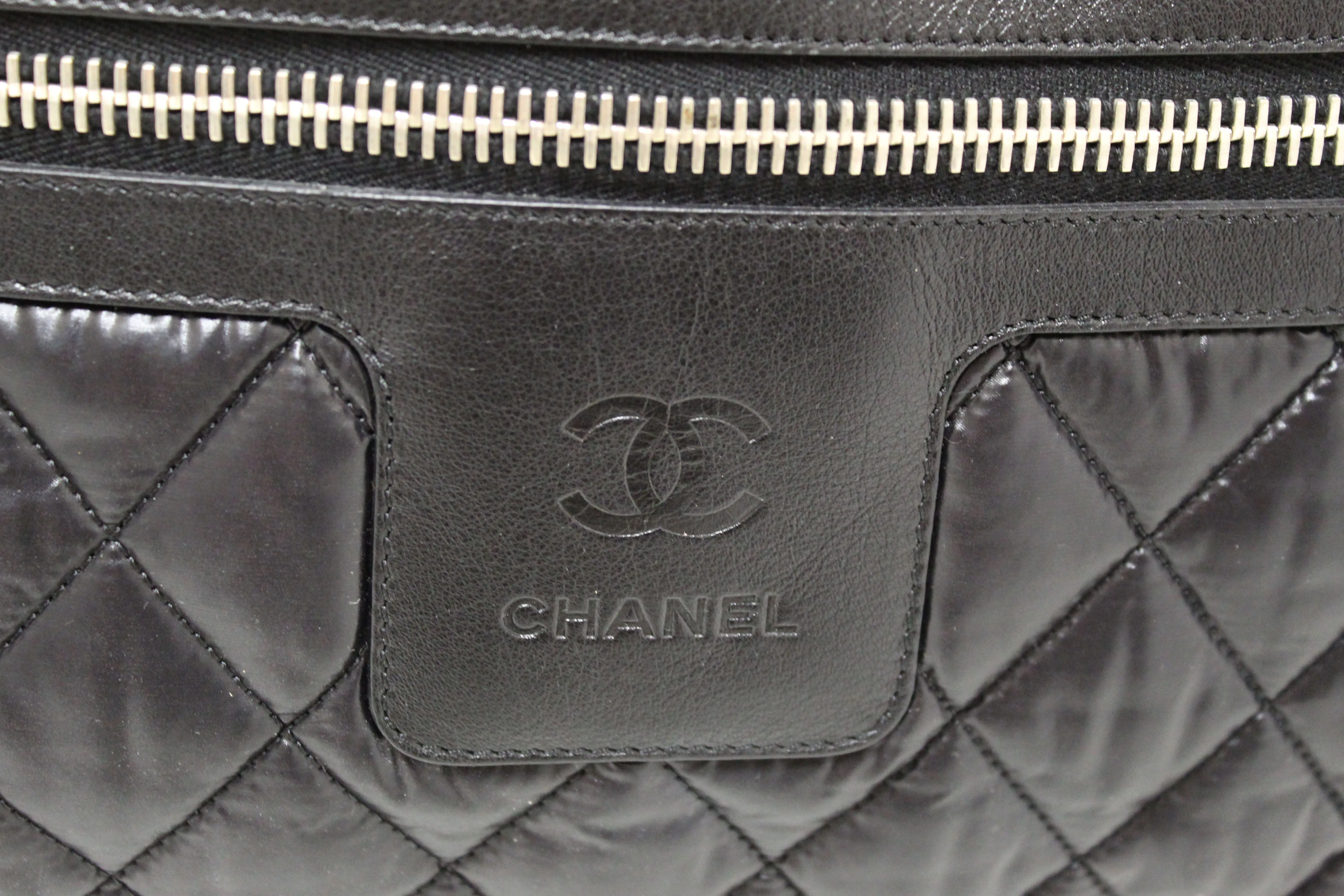 Authentic Chanel Coco Cocoon Black Quilted Nylon Reversible Tote