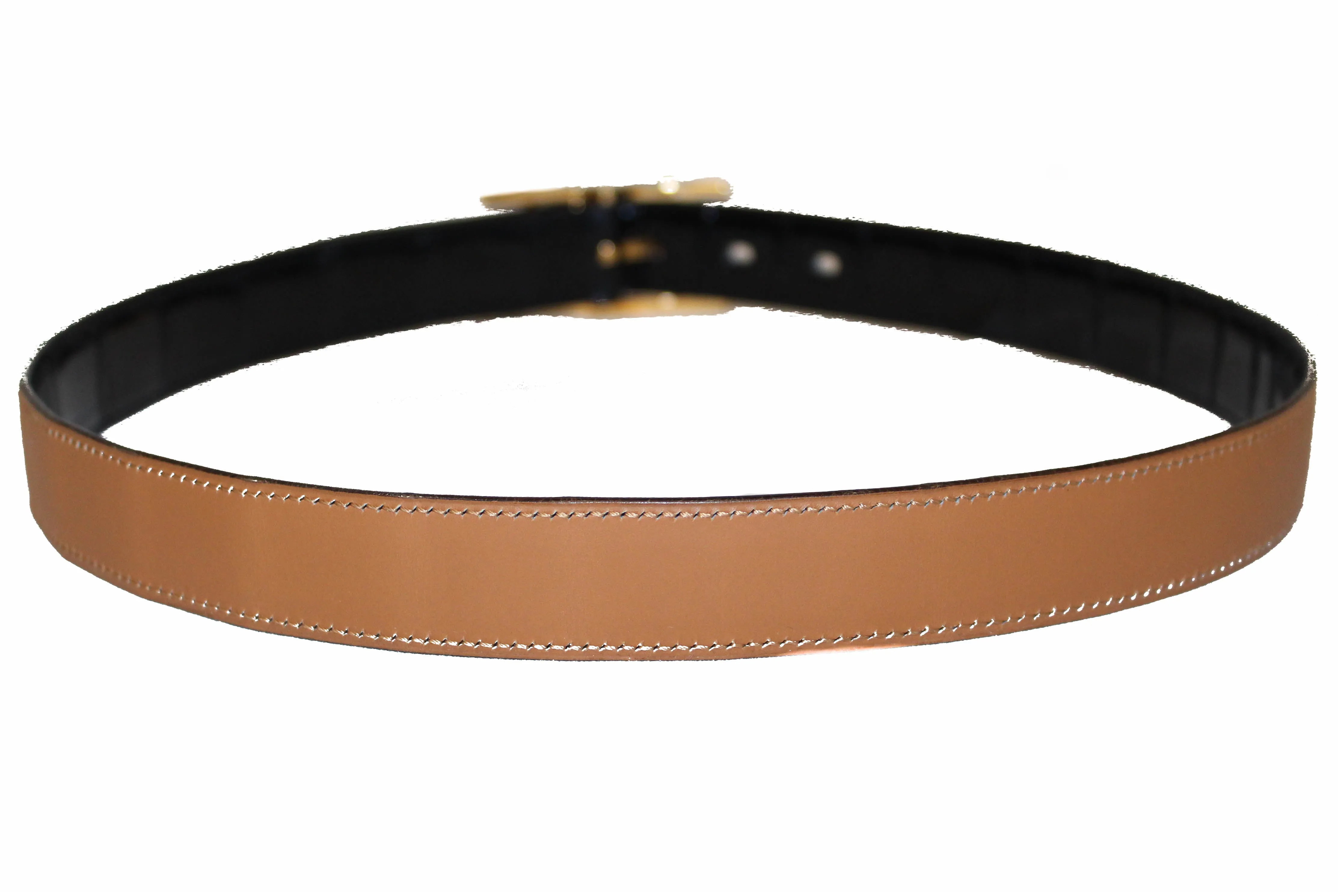 Authentic Hermes Reversible Black Crocodile Embossed/Brown Quentin Calfskin Leather Belt