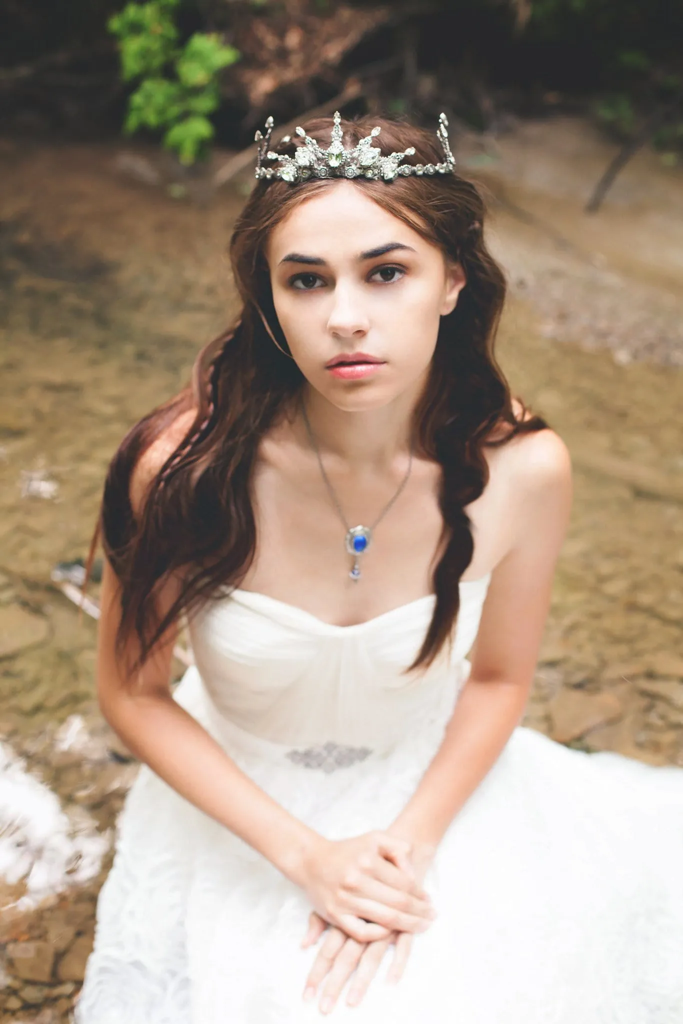 Avalon Tiara - Crystal Points - Antiqued Silver