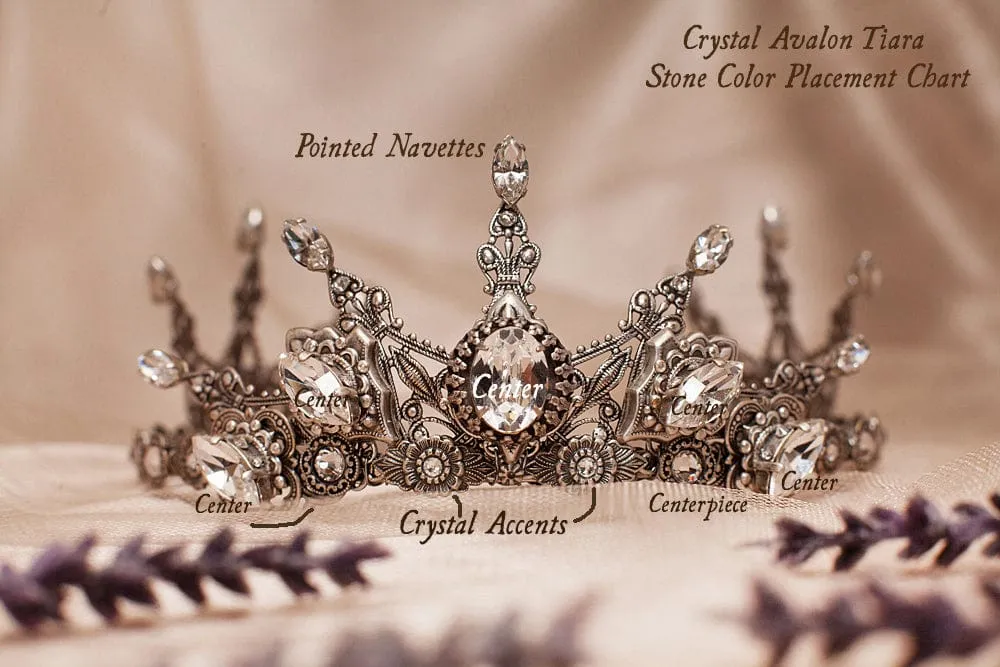 Avalon Tiara - Crystal Points - Antiqued Silver