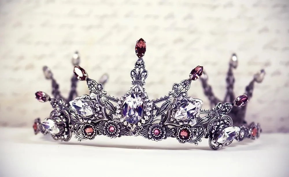 Avalon Tiara - Crystal Points - Antiqued Silver