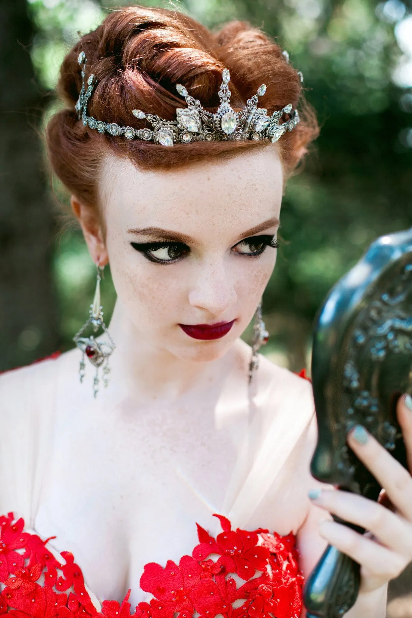 Avalon Tiara - Crystal Points - Antiqued Silver