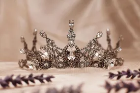Avalon Tiara - Crystal Points - Antiqued Silver