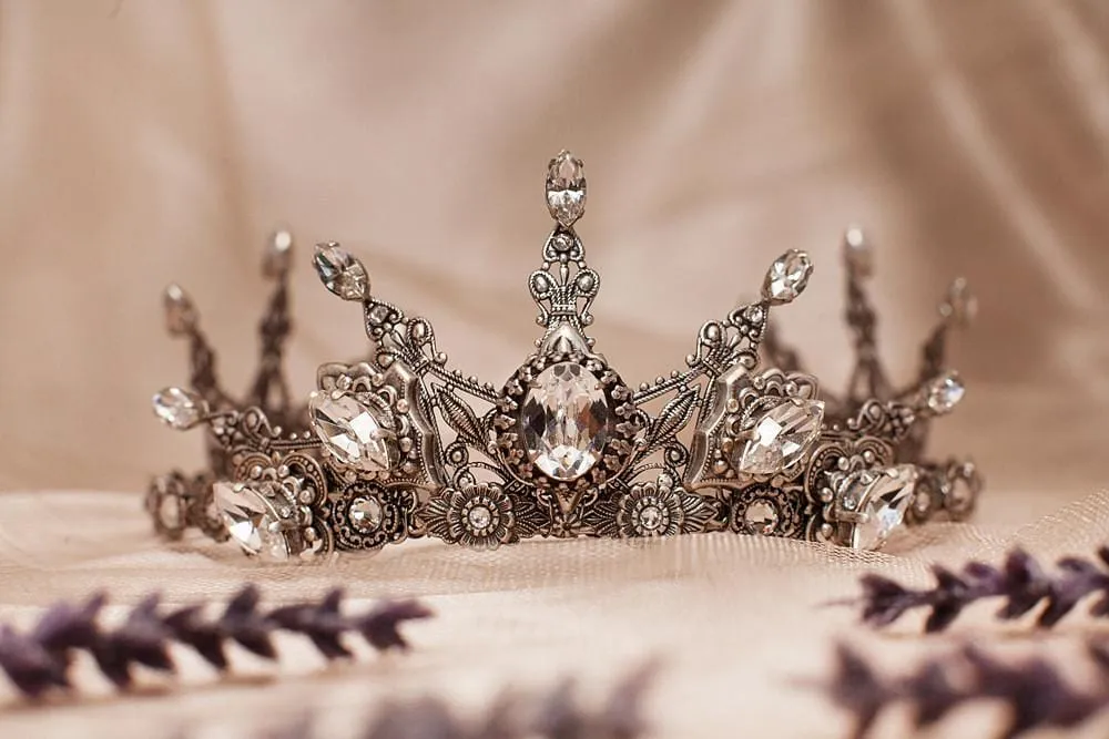 Avalon Tiara - Crystal Points - Antiqued Silver