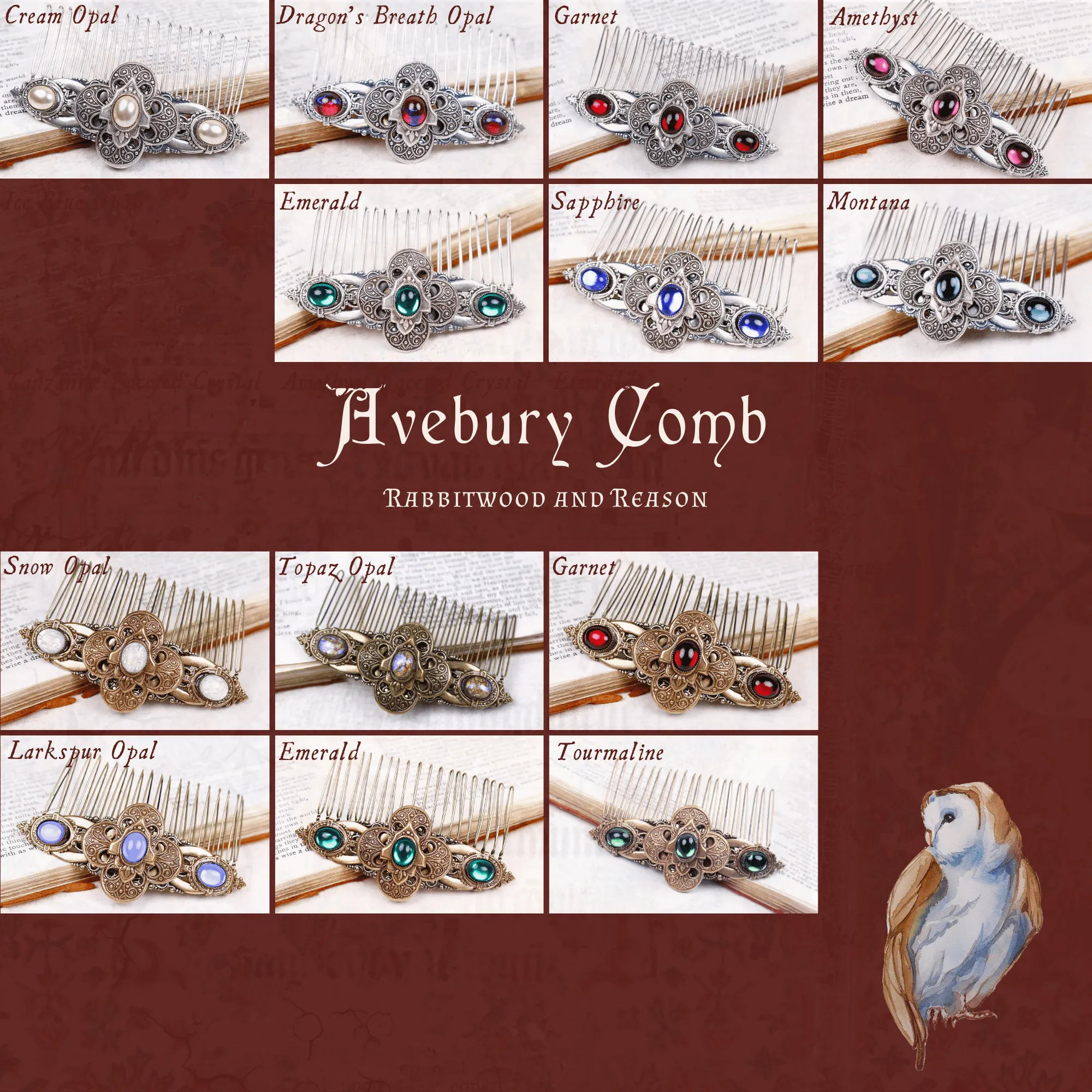 Avebury Comb - Antiqued Silver