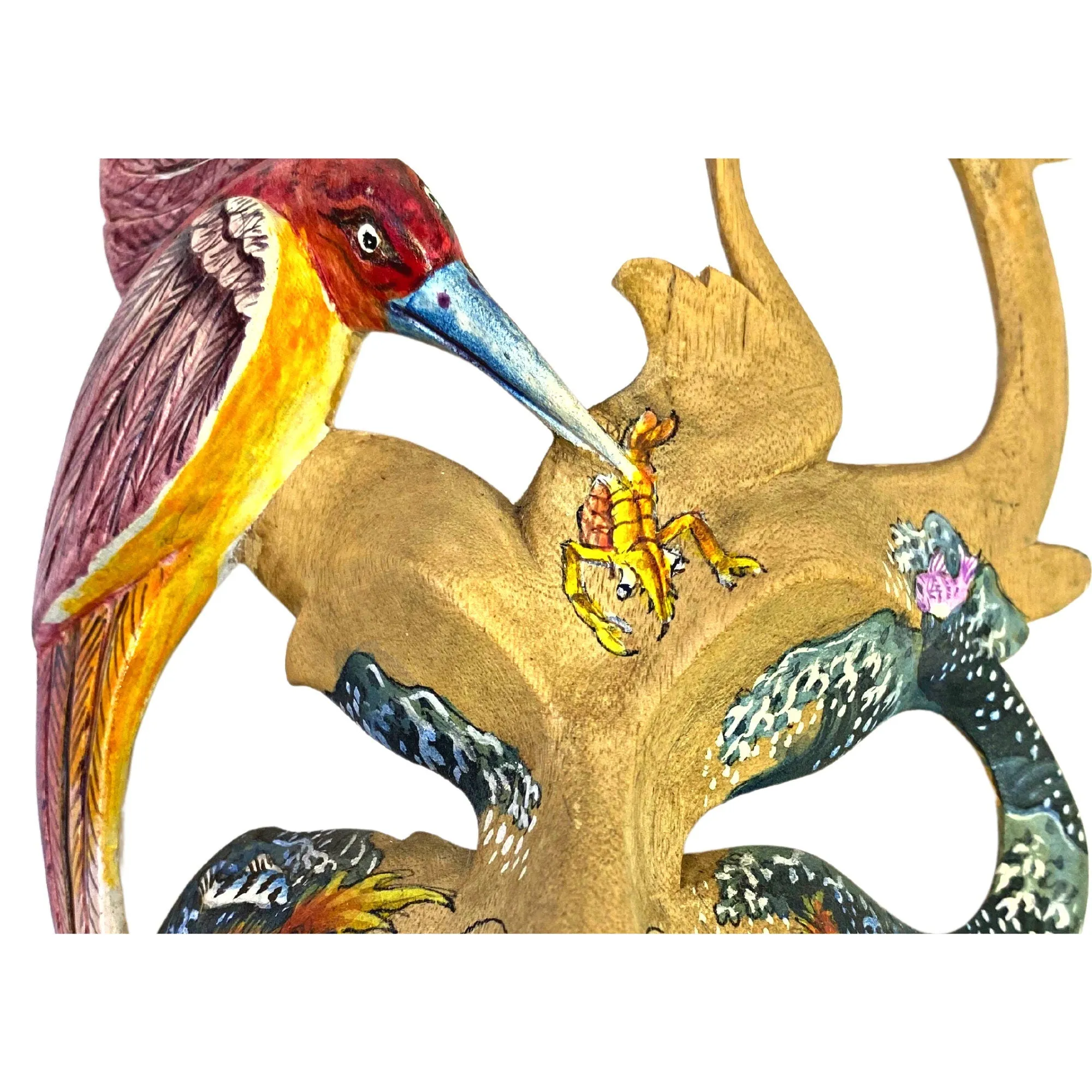 Balinese  Mask Dragon Phoenix Bird Goddess Dream Mask  Abstract Mask Hand Painted Carved Wood Carving Bali Wall Decor Art