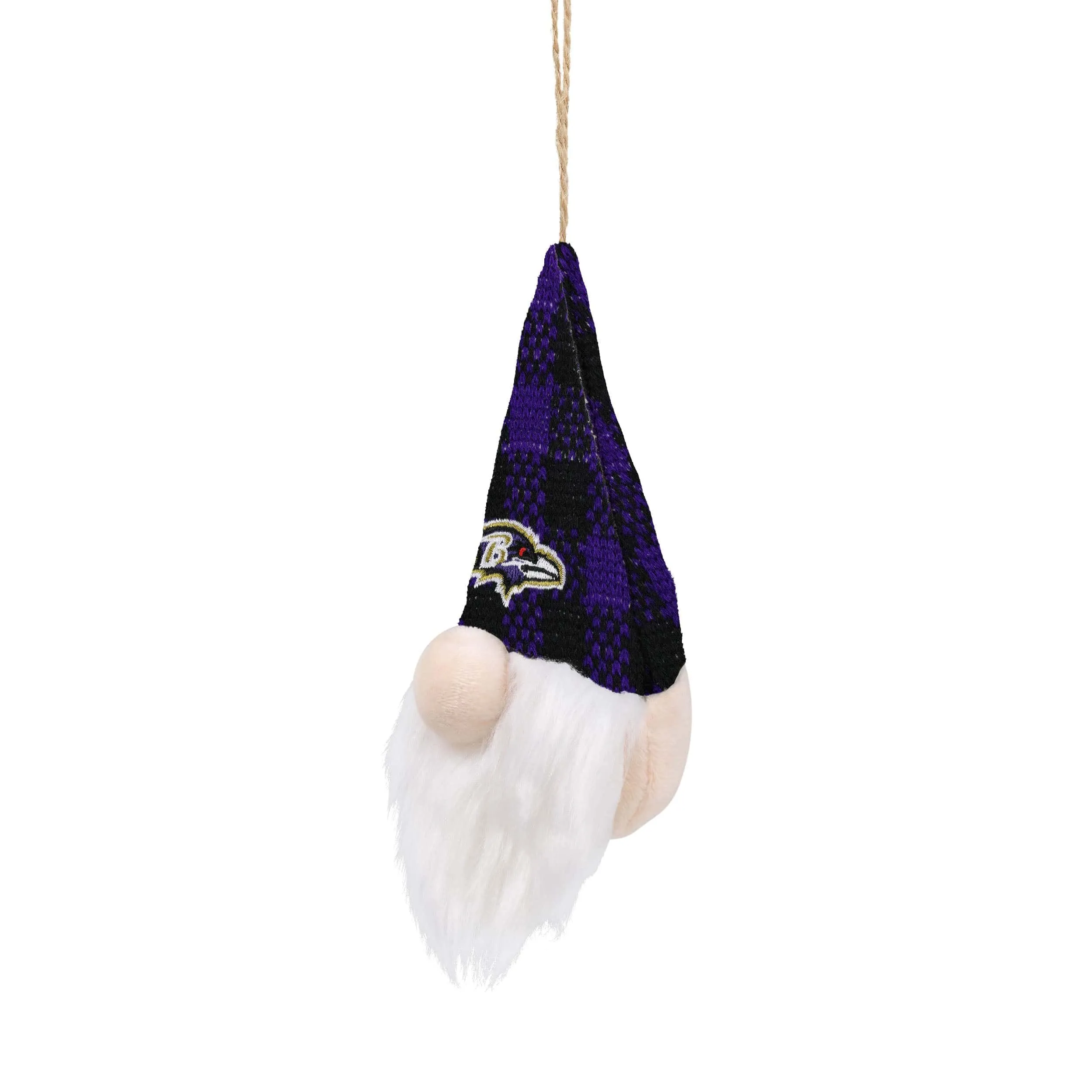 Baltimore Ravens NFL Plaid Hat Plush Gnome Ornament