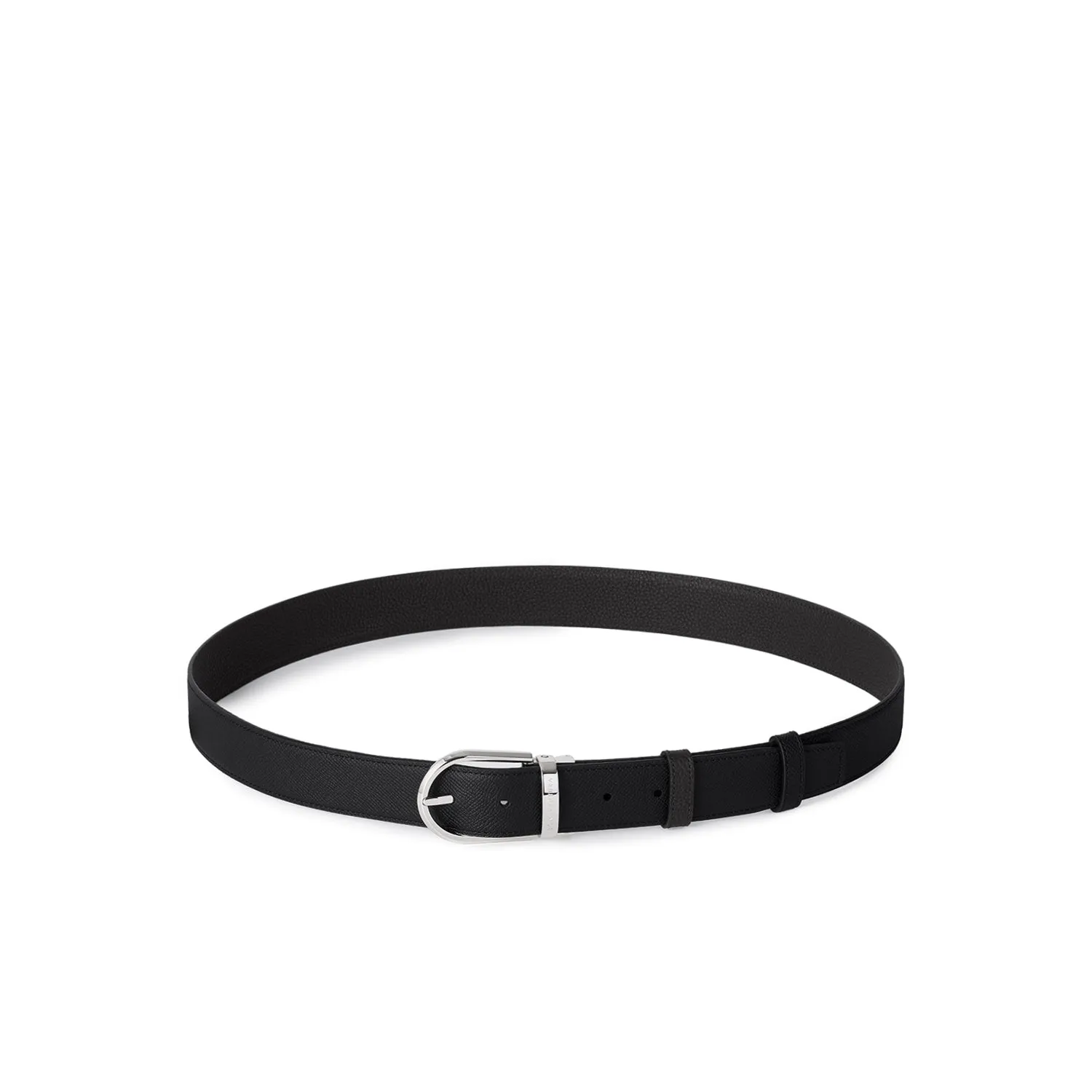 Belt with Silver Oval Buckle 35mm