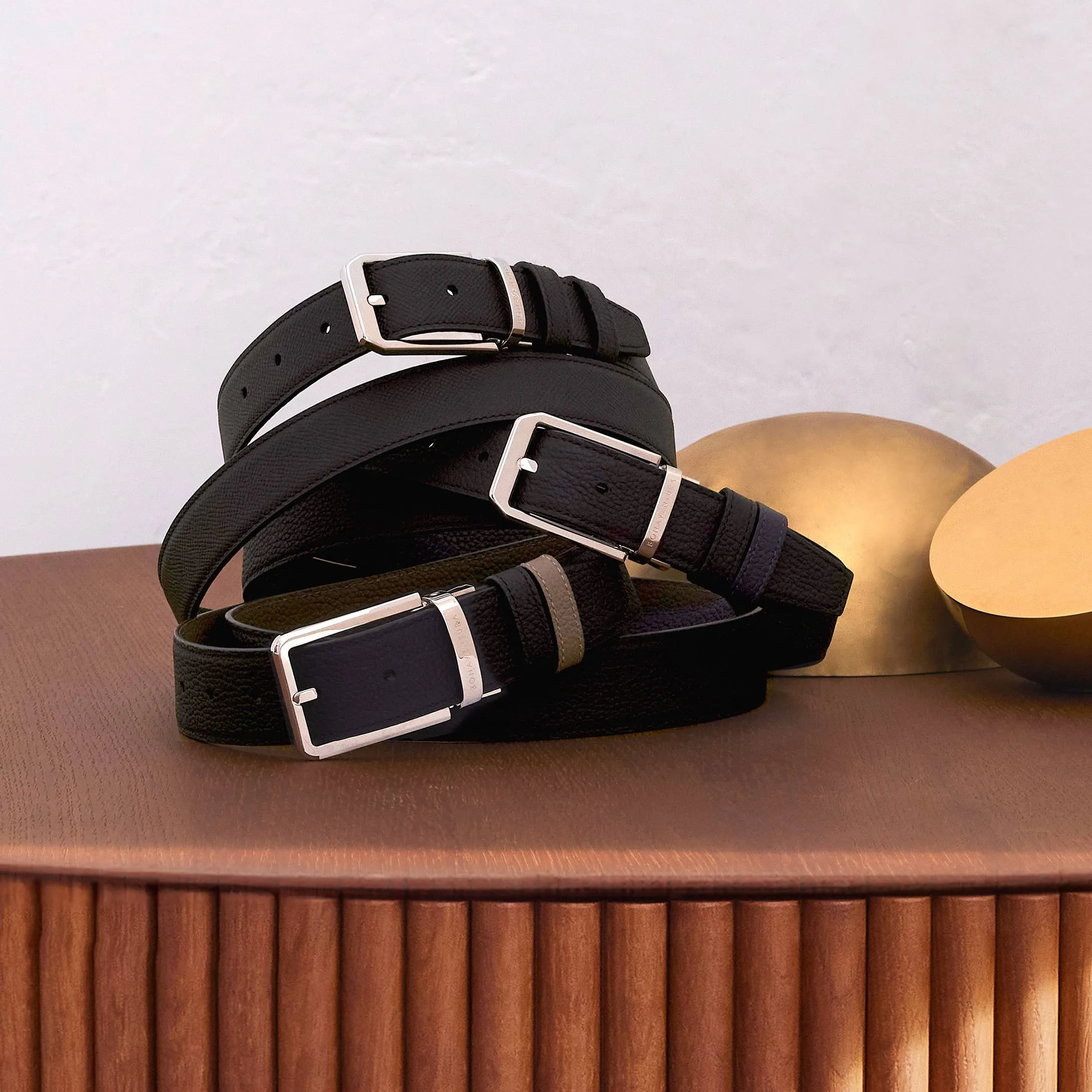 Belt with Silver Oval Buckle 35mm