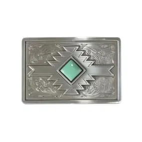 Blazin Roxx Rectangle Buckle Square Diamond Turquoise Southwest