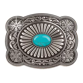 Blazing Roxx 37974 Rectangular Turquoise Stone Fanned Belt Buckle