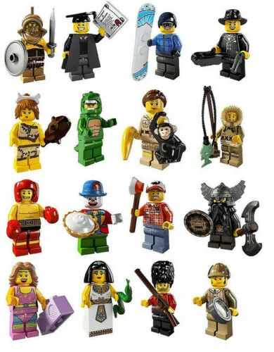 BRAND NEW, HARD TO FIND RARE RETIRED LEGO MINIFIGURE: ROYAL GUARD FROM BUCKINGHAM PALACE WITH TALL HEADDRESS, MUSKET GUN & BLACK BASE (Serie 5) 8805-10, YEAR 2011, 6 PIECES.
