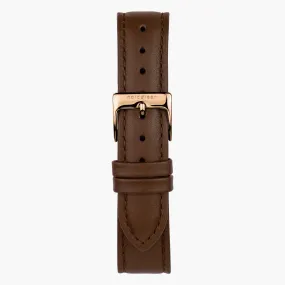 Brown Leather Watch Strap - Rose Gold - 32mm