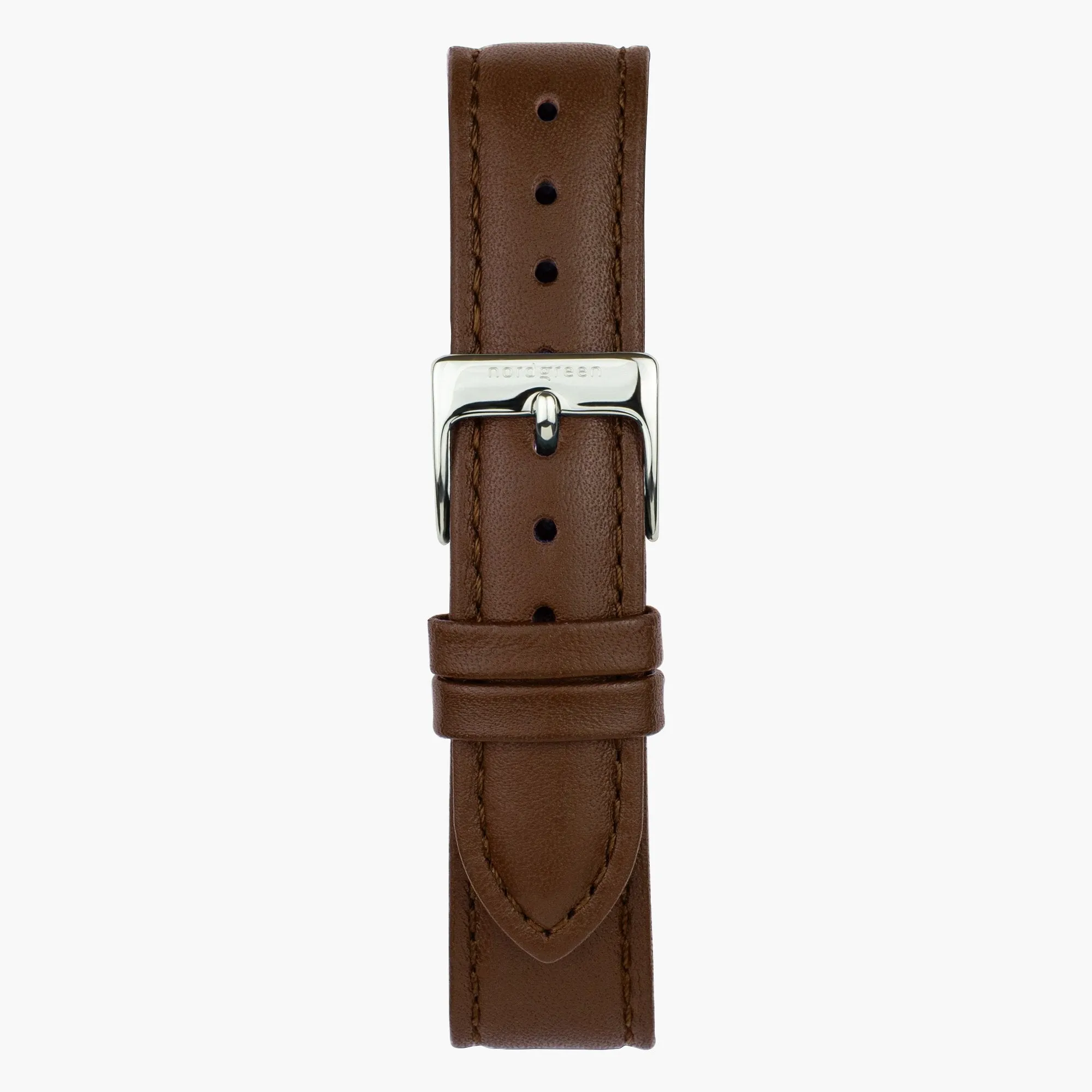 Brown Vegan Leather Watch Strap - Silver - 36mm