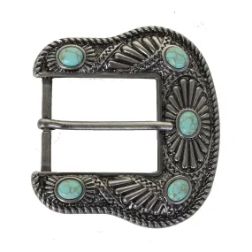 BS533 - Iron Fan Buckle with 5 Turquoise Stones