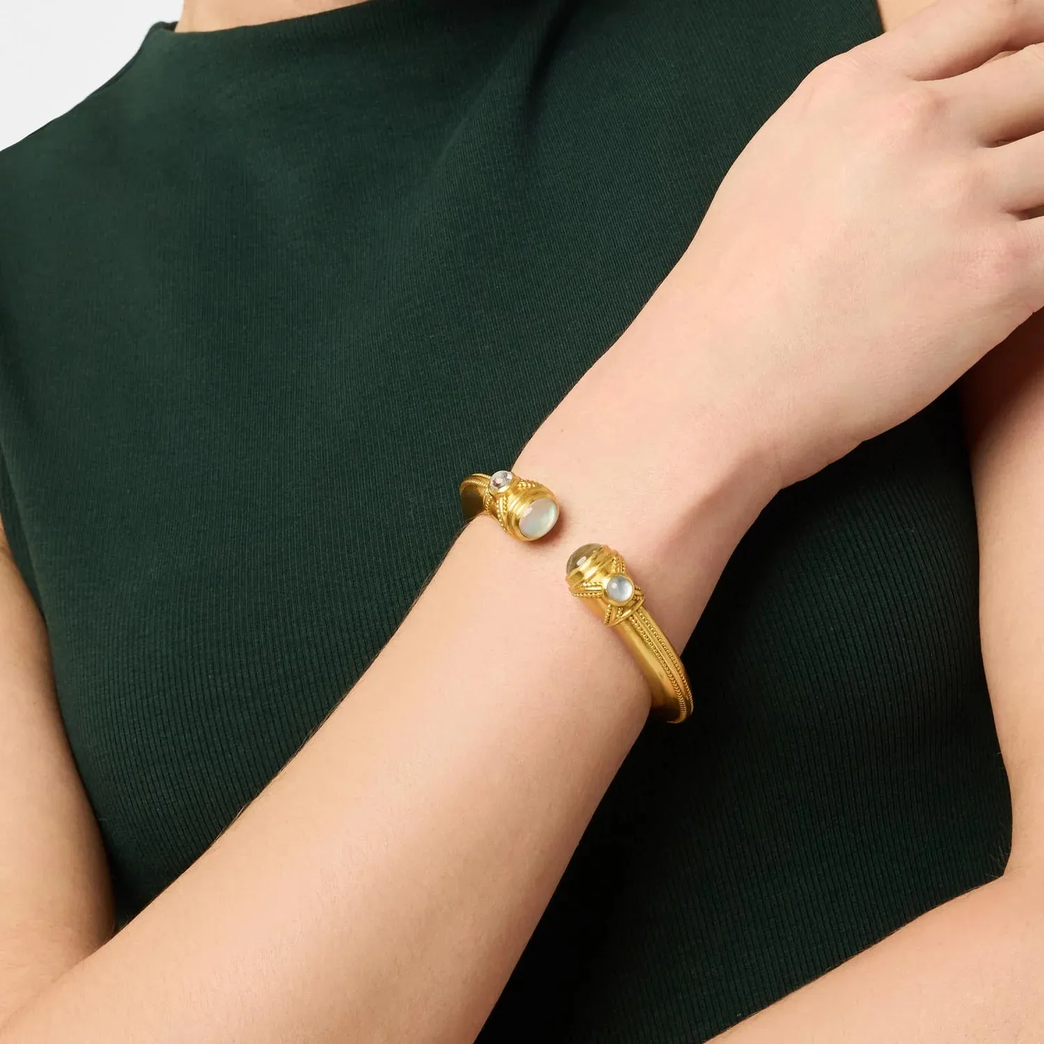Cabochon Demi Cuff - Iridescent Clear Crystal