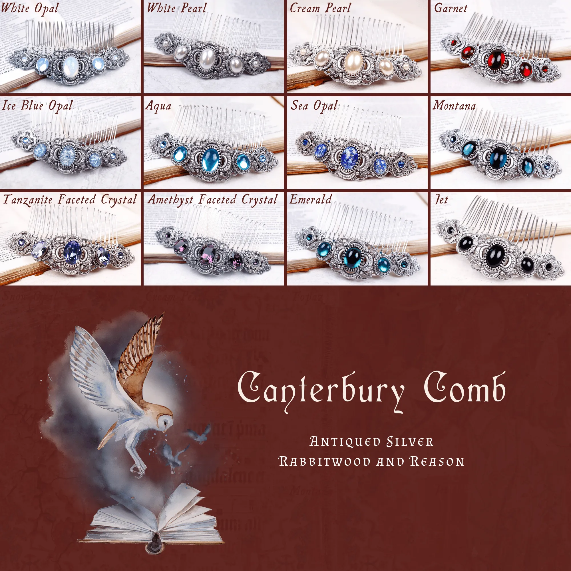 Canterbury Comb - Antiqued Silver