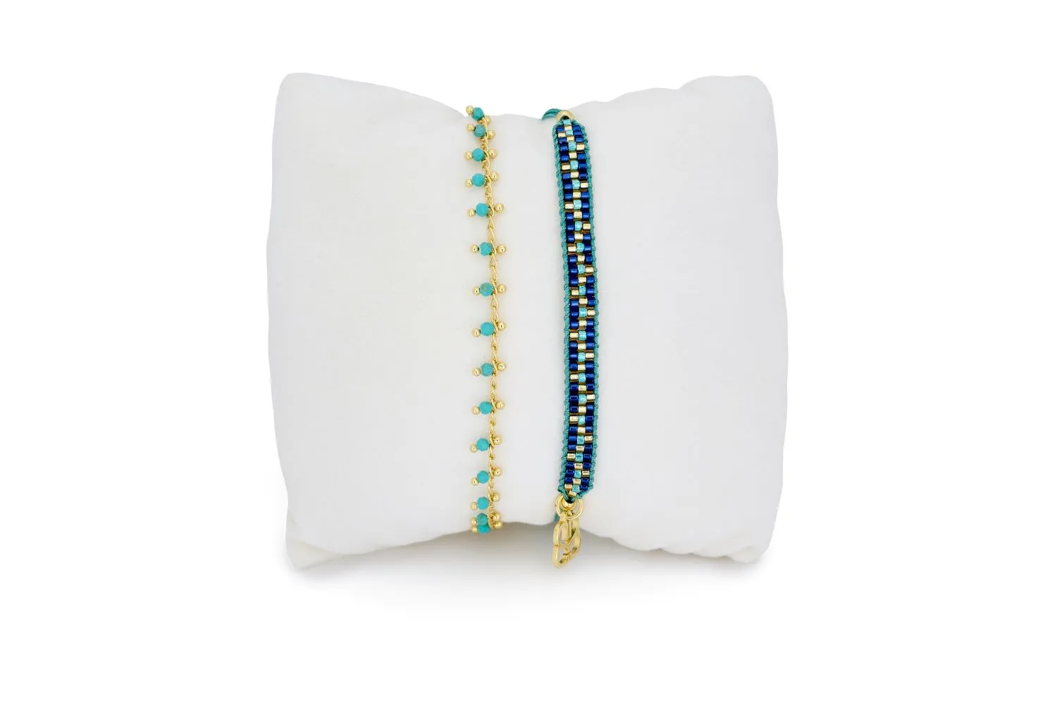 Capri Blue 2 Layered Bracelet Stack